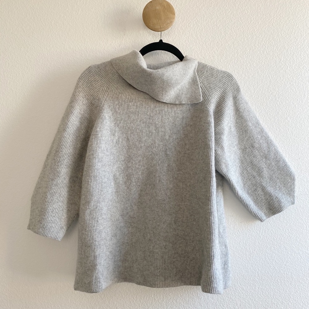 COS Cowl Fold Turtle Neck Gray Wool Boxy Sweater